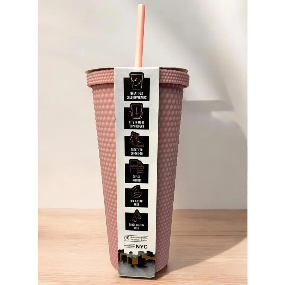 Manna Matte‎ Light Pink Studded Tumbler 24oz Venti Rubberized
